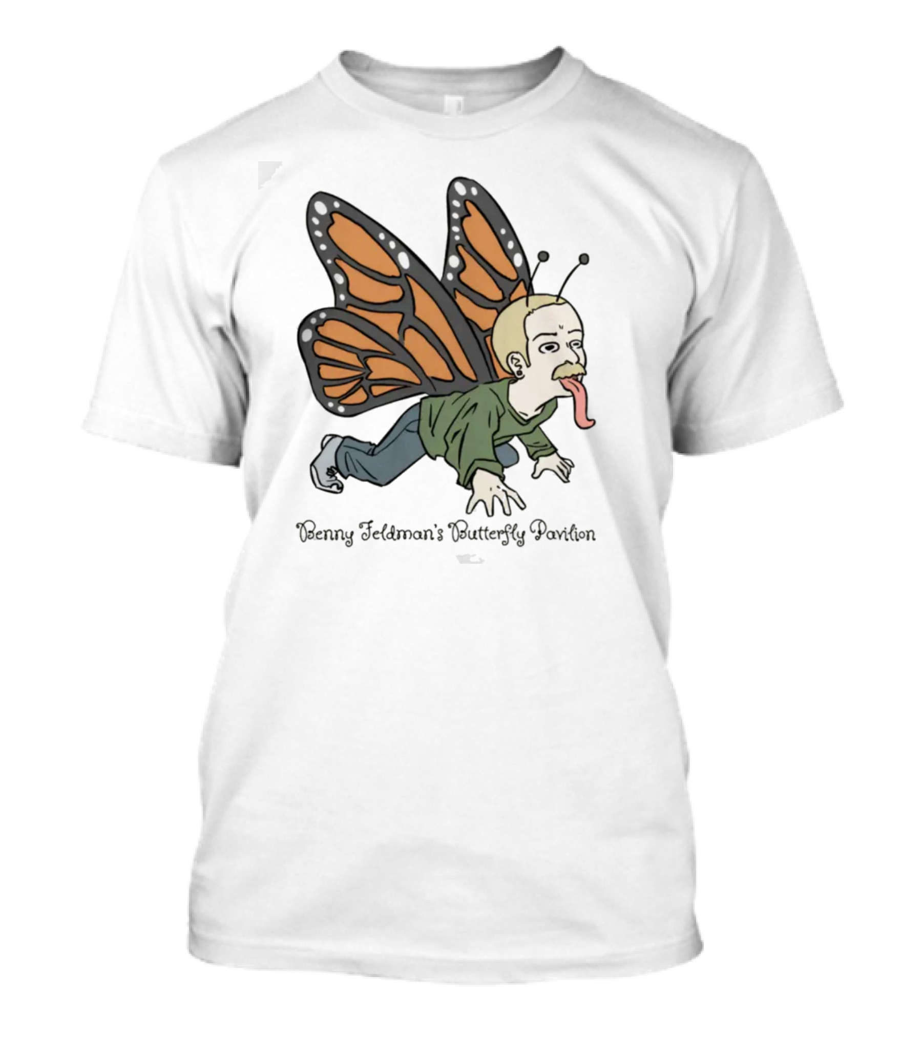Benny Feldman's Butterfly Pavilion Winged Humanoid Cartoon With Antennae And Sneakers T-Shirt