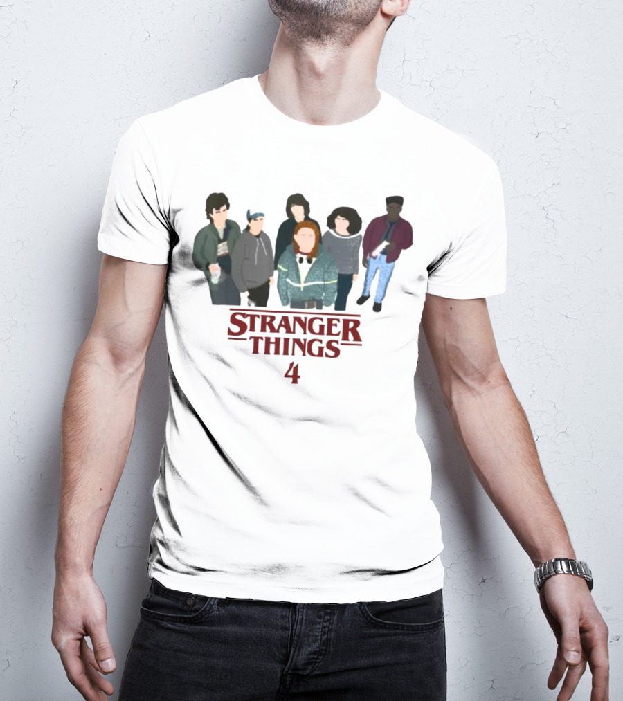 Stranger Things 4 Cast Illustration Steve Harrington Group T-Shirt