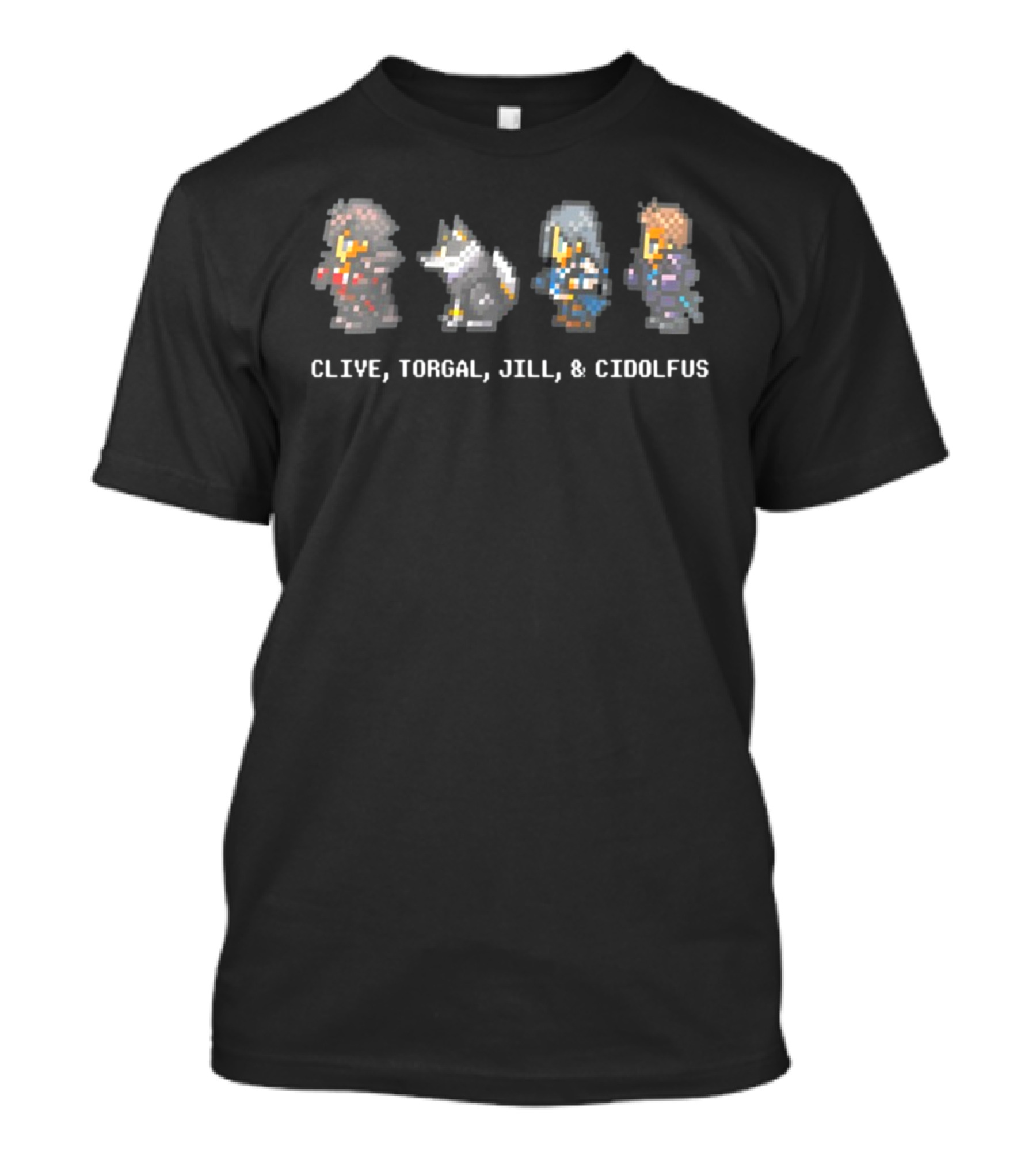 Clive Torgal Jill And Cidolfus Pixel Characters T-Shirt