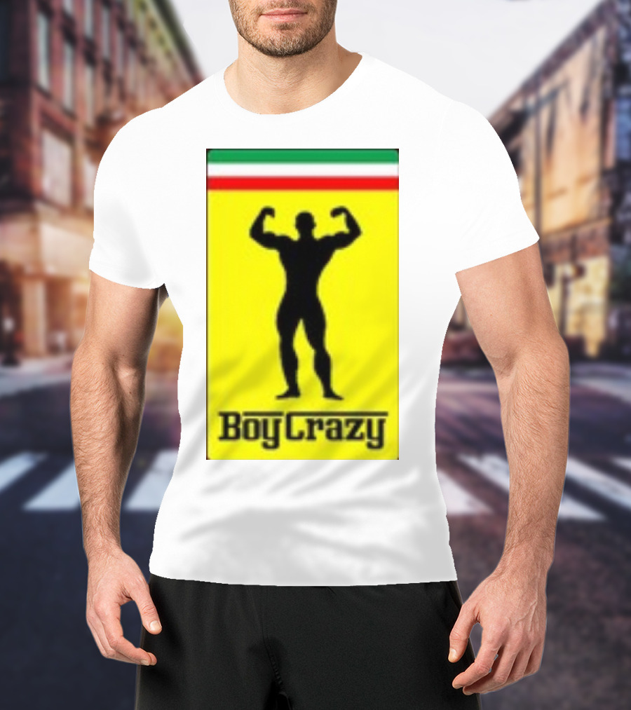 Boy Crazy Italia Bodybuilding Silhouette Italian Flag T-Shirt