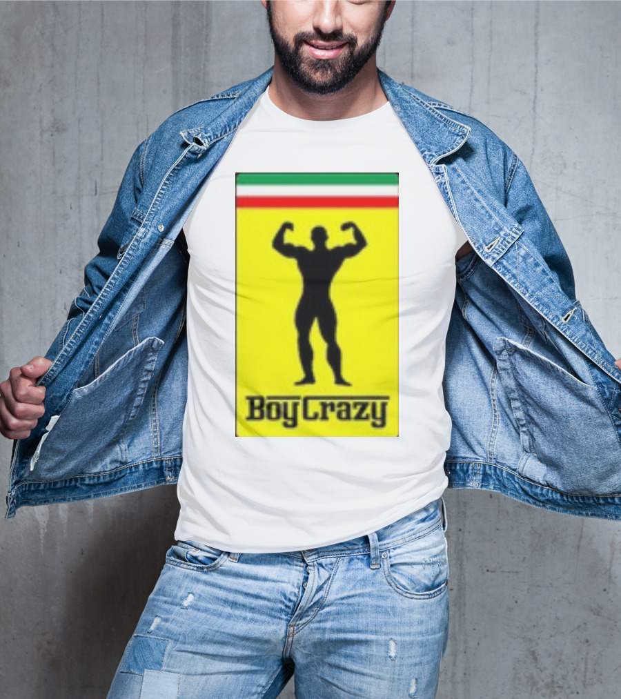 Boy Crazy Italia Bodybuilding Silhouette Italian Flag T-Shirt