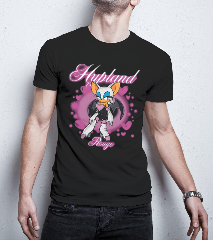Hypland Rouge Bat Character Surrounded By Pink Hearts T-Shirt