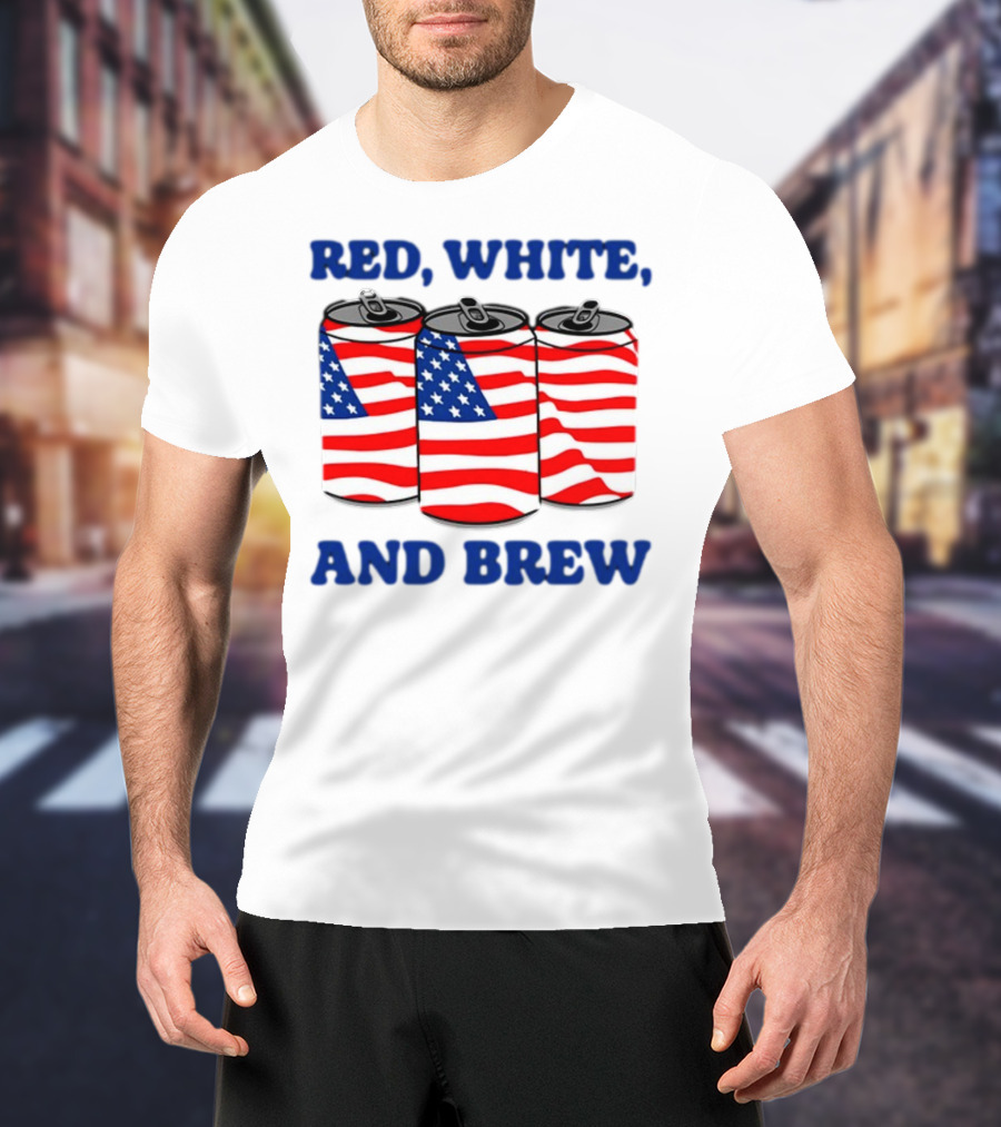 Red White And Brew Middleclassfancy American Flag Cans T-Shirt