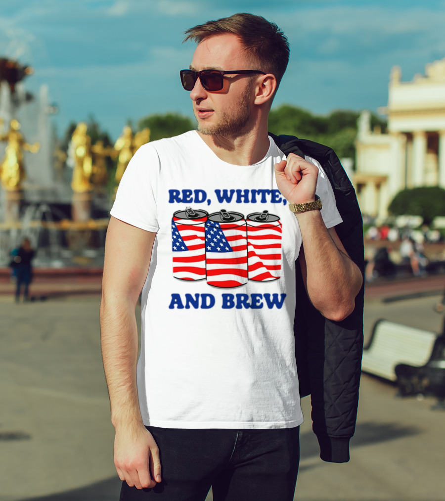 Red White And Brew Middleclassfancy American Flag Cans T-Shirt