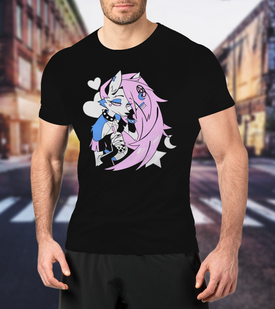 Trans Colored Loona Pastel Goth Aesthetic With Heart And Star Symbols T-Shirt