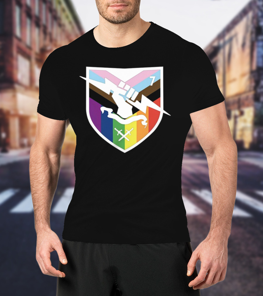 Bungie Pride Progress Flag Fist Lightning Shield T-Shirt