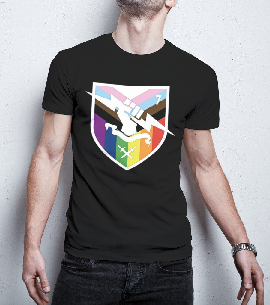 Bungie Pride Progress Flag Fist Lightning Shield T-Shirt
