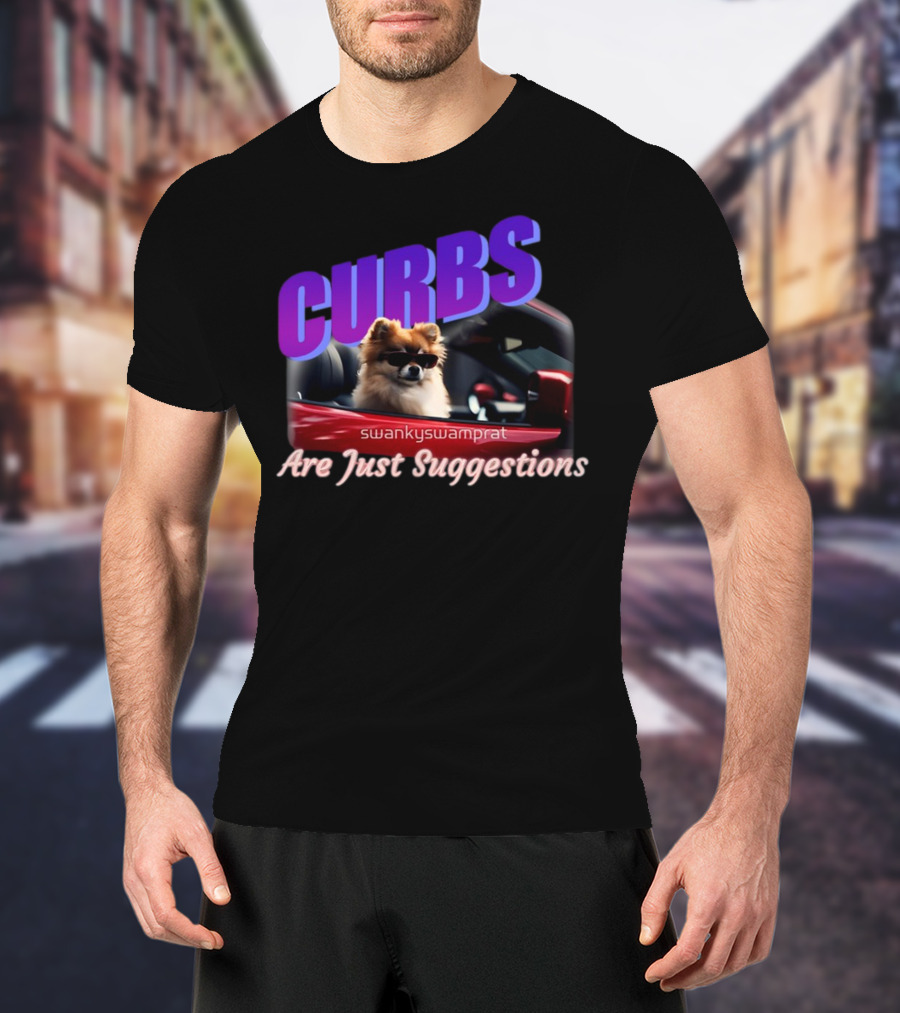 Curbs Are Just Suggestions SwankySwamprat Dog In Car T-Shirt