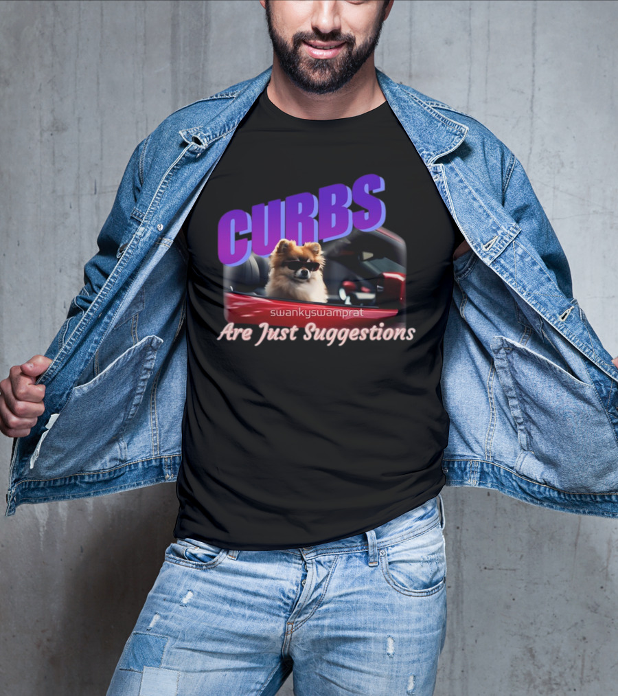 Curbs Are Just Suggestions SwankySwamprat Dog In Car T-Shirt