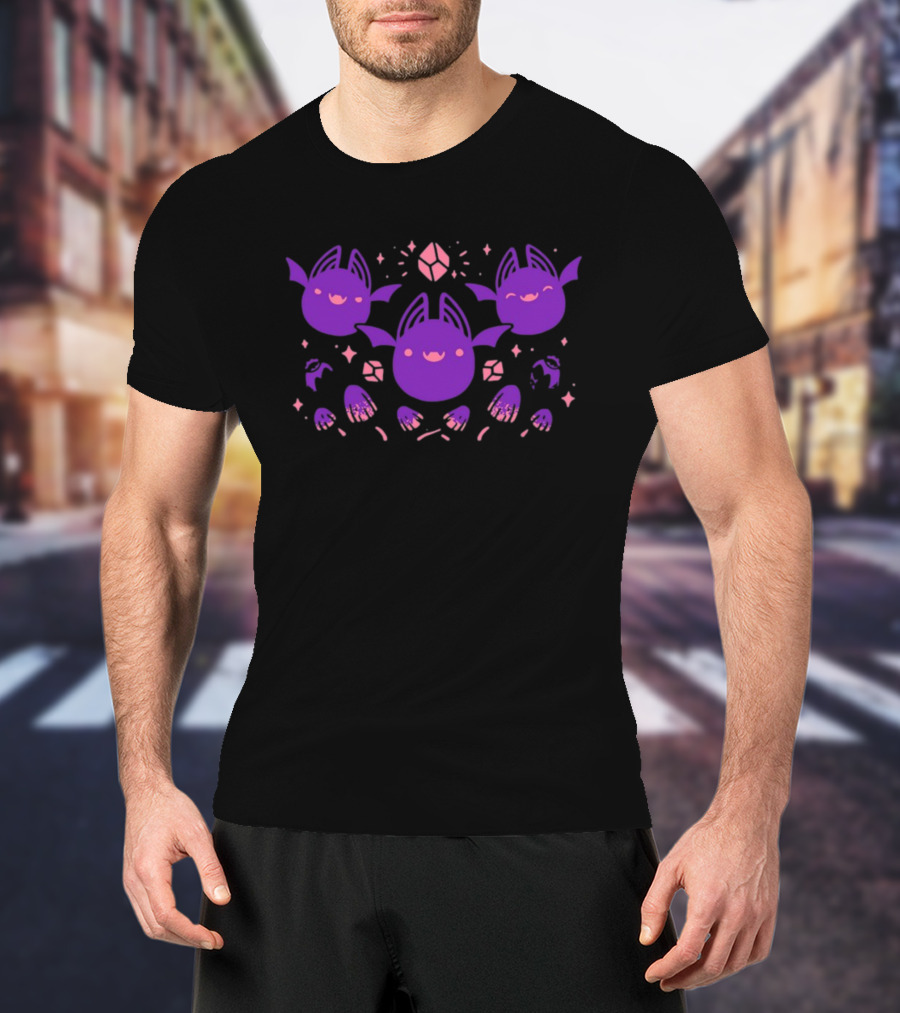 Batty Buddies Cute Purple Cartoon Bats Fun T-Shirt
