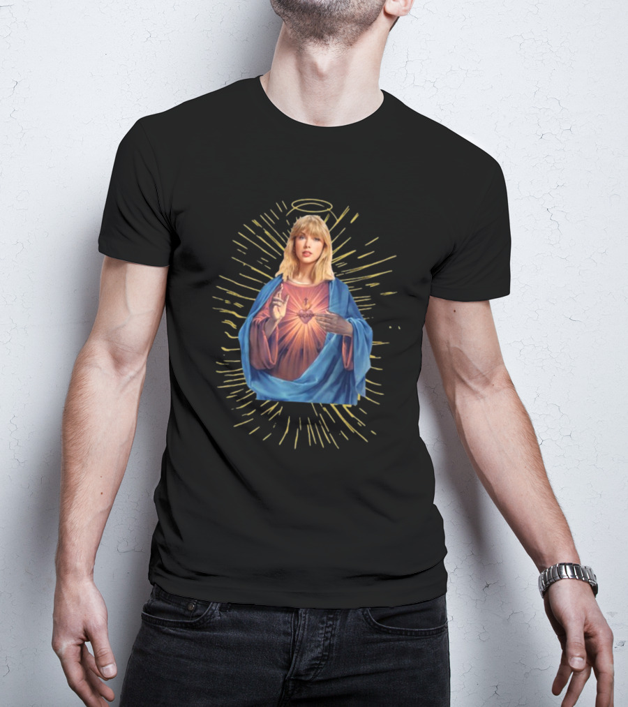 Taylor Swift As Jesus Halo Sacred Heart Iconography T-Shirt