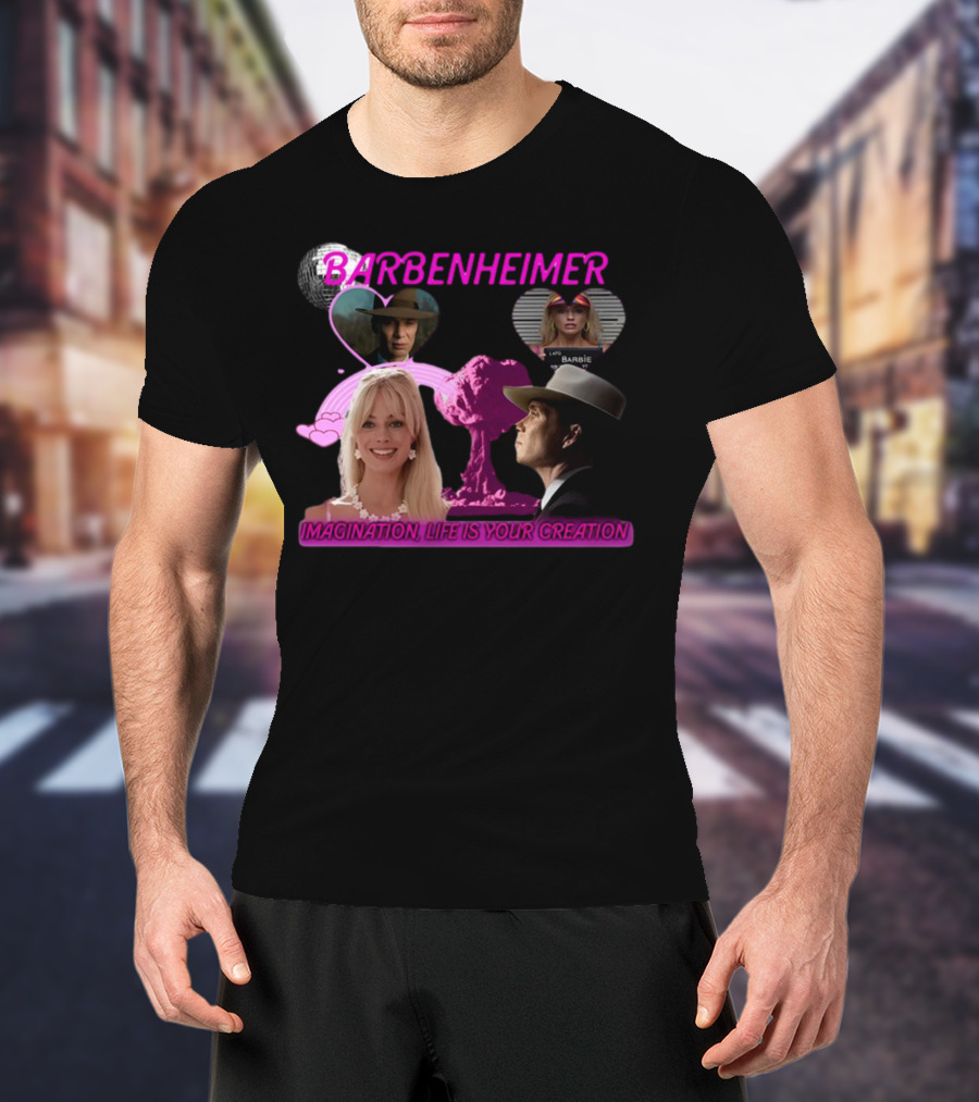 Barbenheimer Imagination Life Is Your Creation Barbie Oppenheimer Disco Heart Explosion T-Shirt