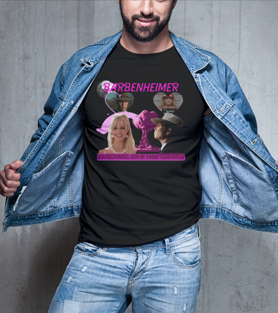 Barbenheimer Imagination Life Is Your Creation Barbie Oppenheimer Disco Heart Explosion T-Shirt