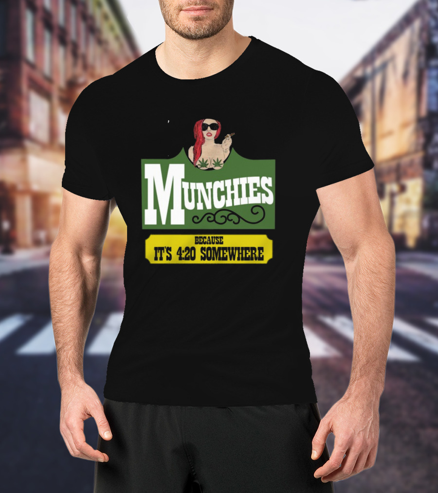 Munchies With Redhead Smoking And Cannabis Leaves Because It's 4:20 Somewhere T-Shirt