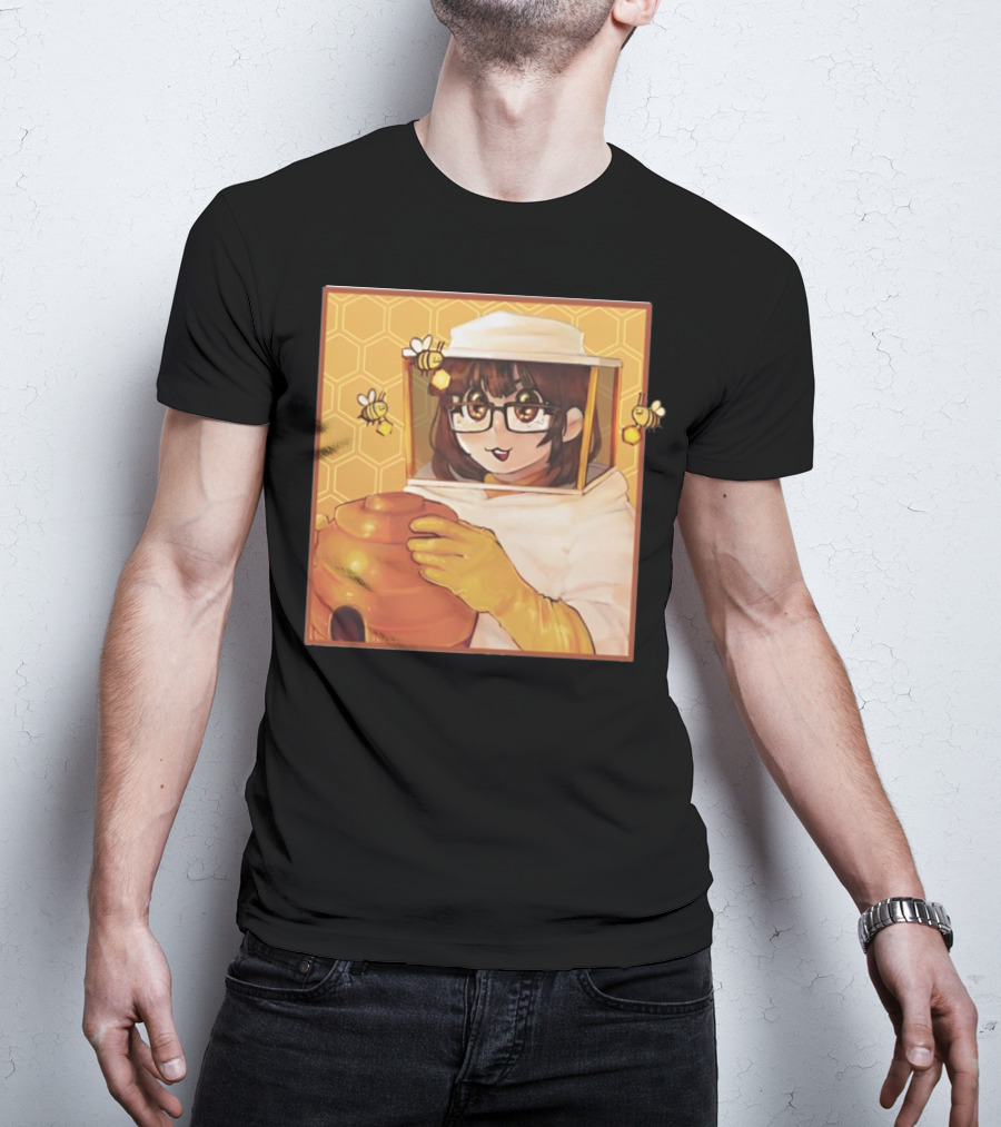 Bizabizow Bee Zabizow Honeycomb Beekeeper Anime Character With Bees And Honeycomb Background T-Shirt