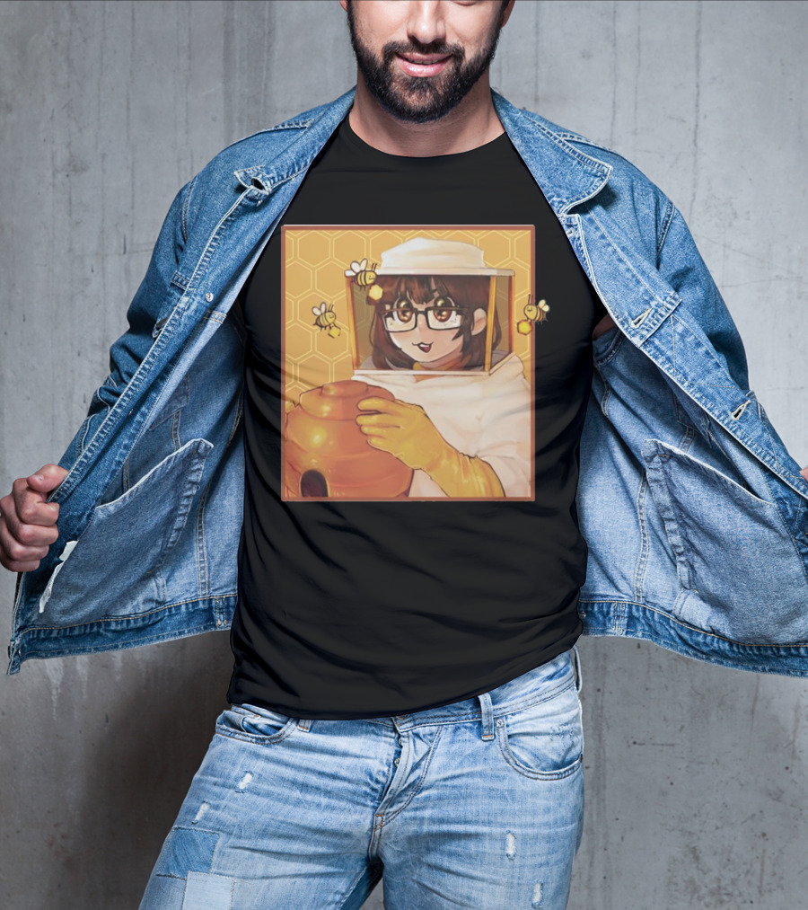Bizabizow Bee Zabizow Honeycomb Beekeeper Anime Character With Bees And Honeycomb Background T-Shirt