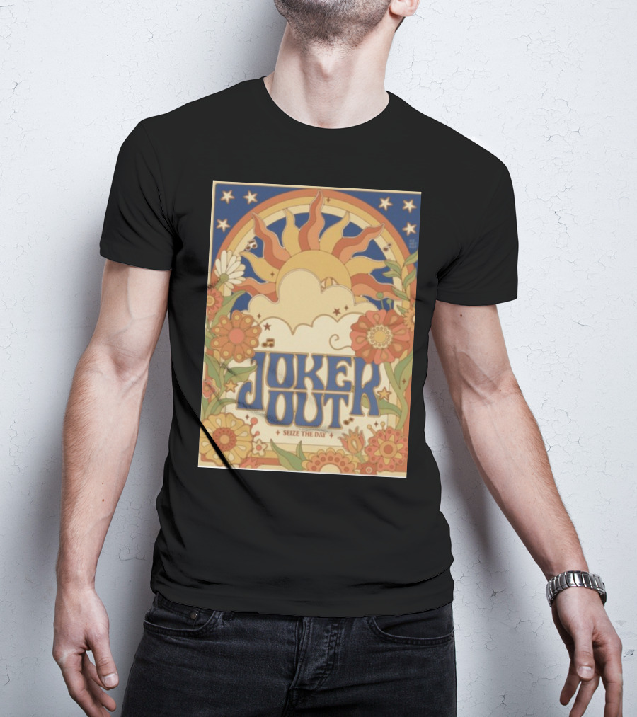 Joker Out Seize The Day Retro Floral Sunburst T-Shirt