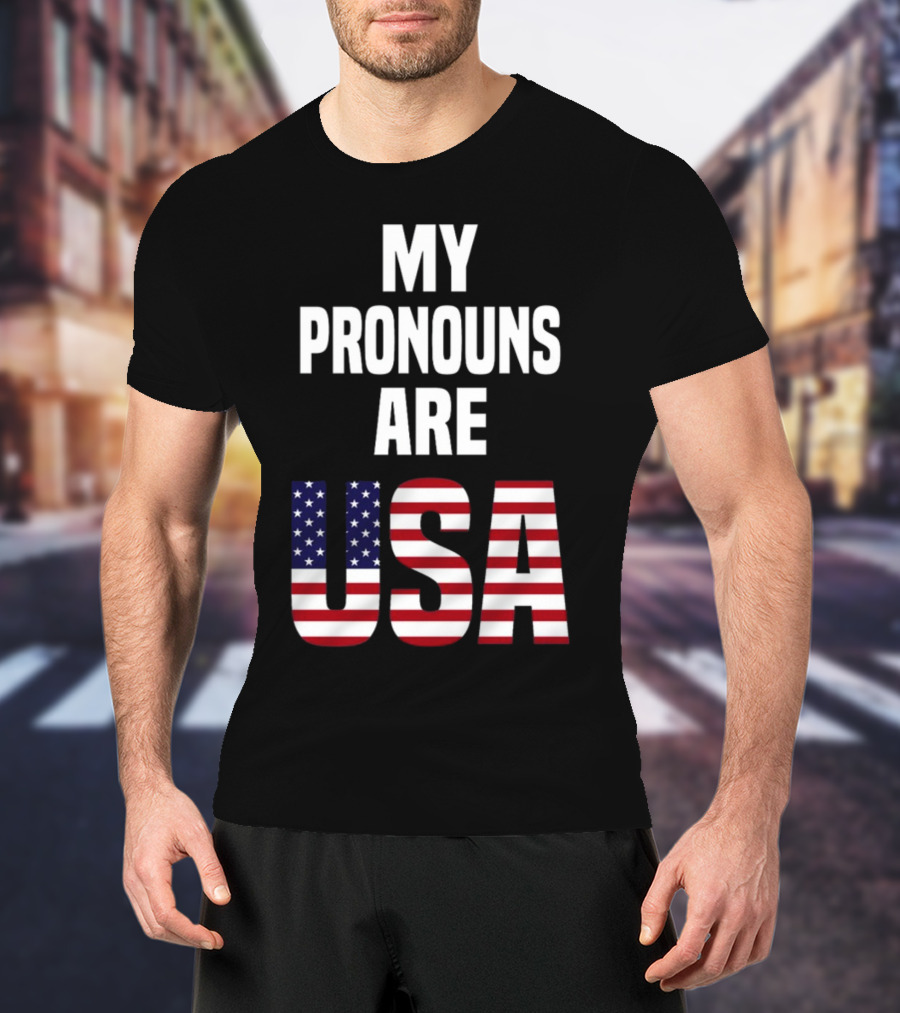 Enes Freedom My Pronouns Are USA American Flag T-Shirt