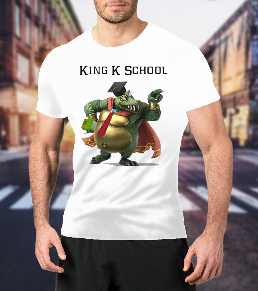 King K School Graduation Crocodile With Book And Cap T-Shirt