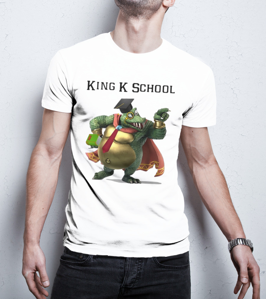King K School Graduation Crocodile With Book And Cap T-Shirt