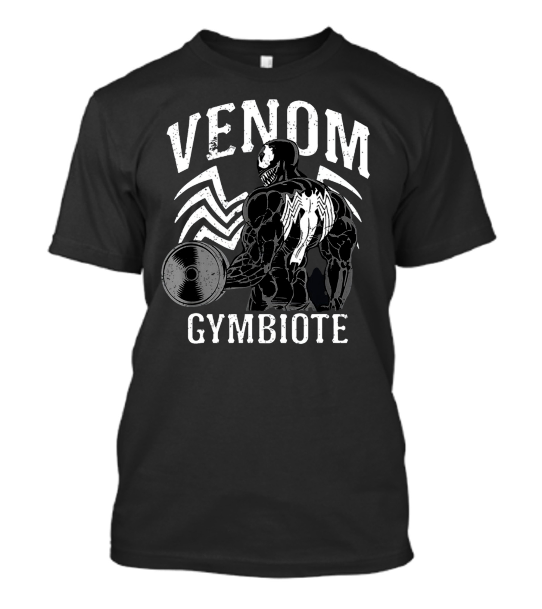 Venom Gymbiote Workout Bodybuilding Fitness Icon With Dumbbell And Spider T-Shirt