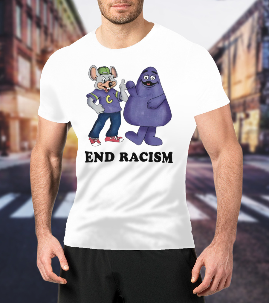 End Racism Aprilassembly Grimmace And Cartoon Mouse T-Shirt