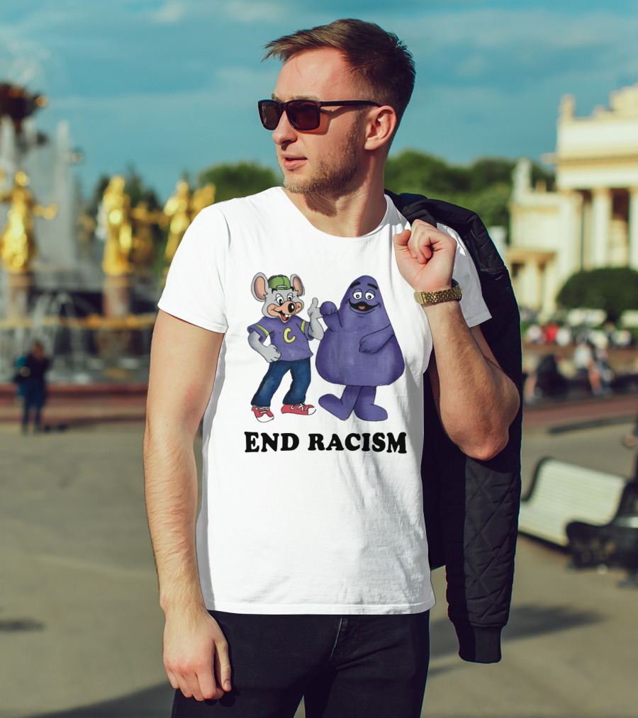 End Racism Aprilassembly Grimmace And Cartoon Mouse T-Shirt