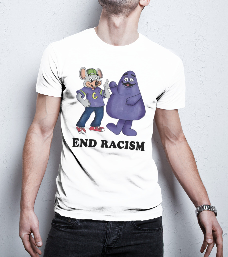 End Racism Aprilassembly Grimmace And Cartoon Mouse T-Shirt