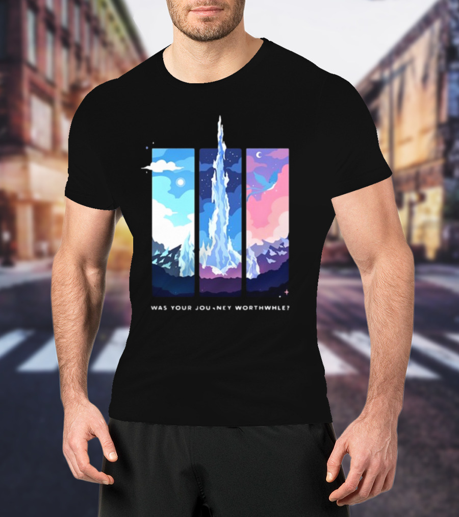 Was Your Journey Worthwhile Cosmic Mountain Sky Triptych T-Shirt