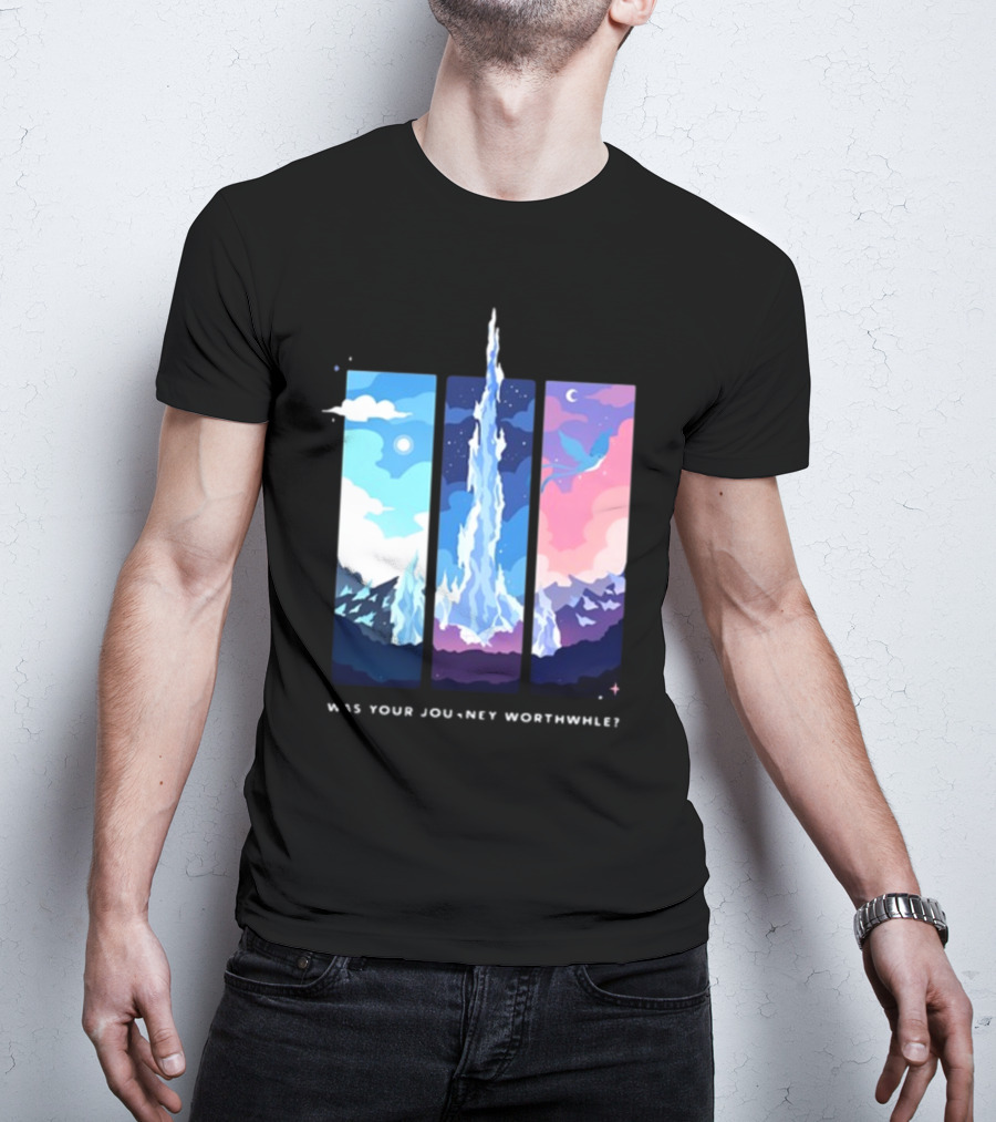 Was Your Journey Worthwhile Cosmic Mountain Sky Triptych T-Shirt