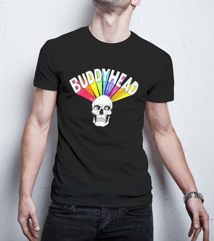 BUDDYHEAD Skull With Rainbow Burst T-Shirt