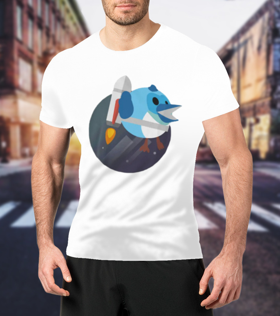 Flutter Dart Dash Iconic Rocket-Powered Bird Character T-Shirt