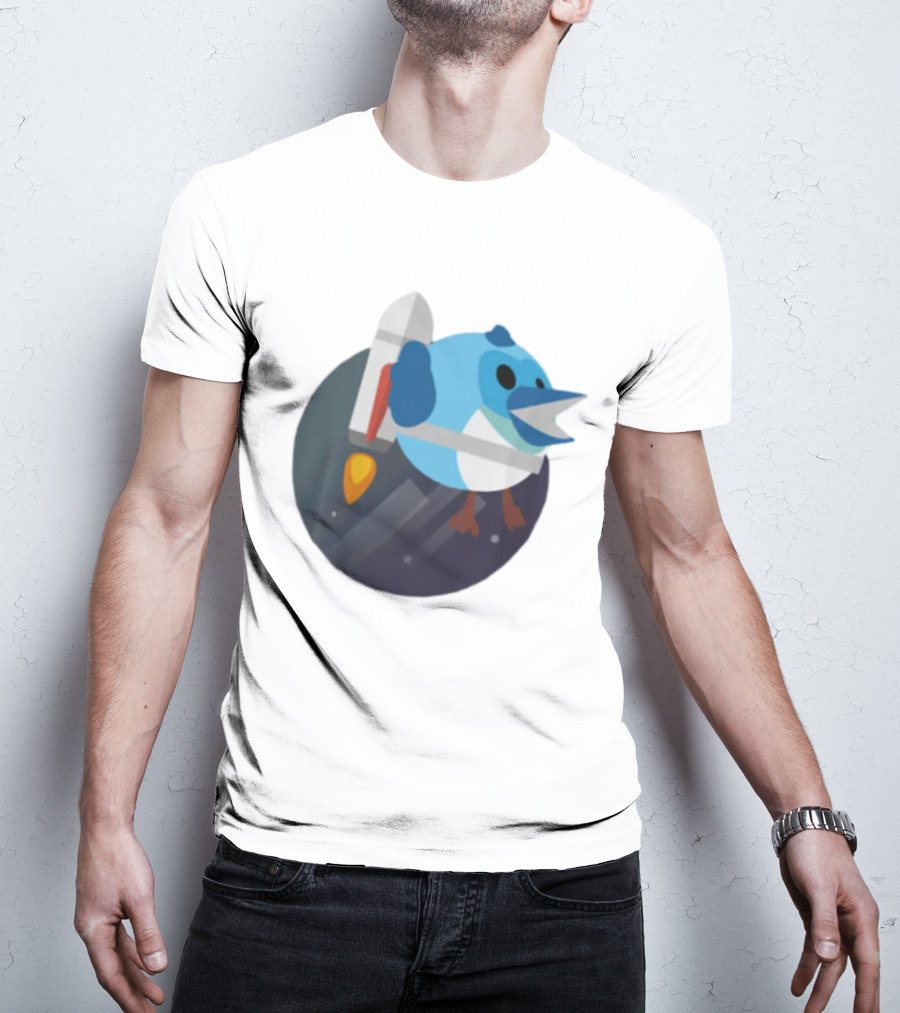 Flutter Dart Dash Iconic Rocket-Powered Bird Character T-Shirt