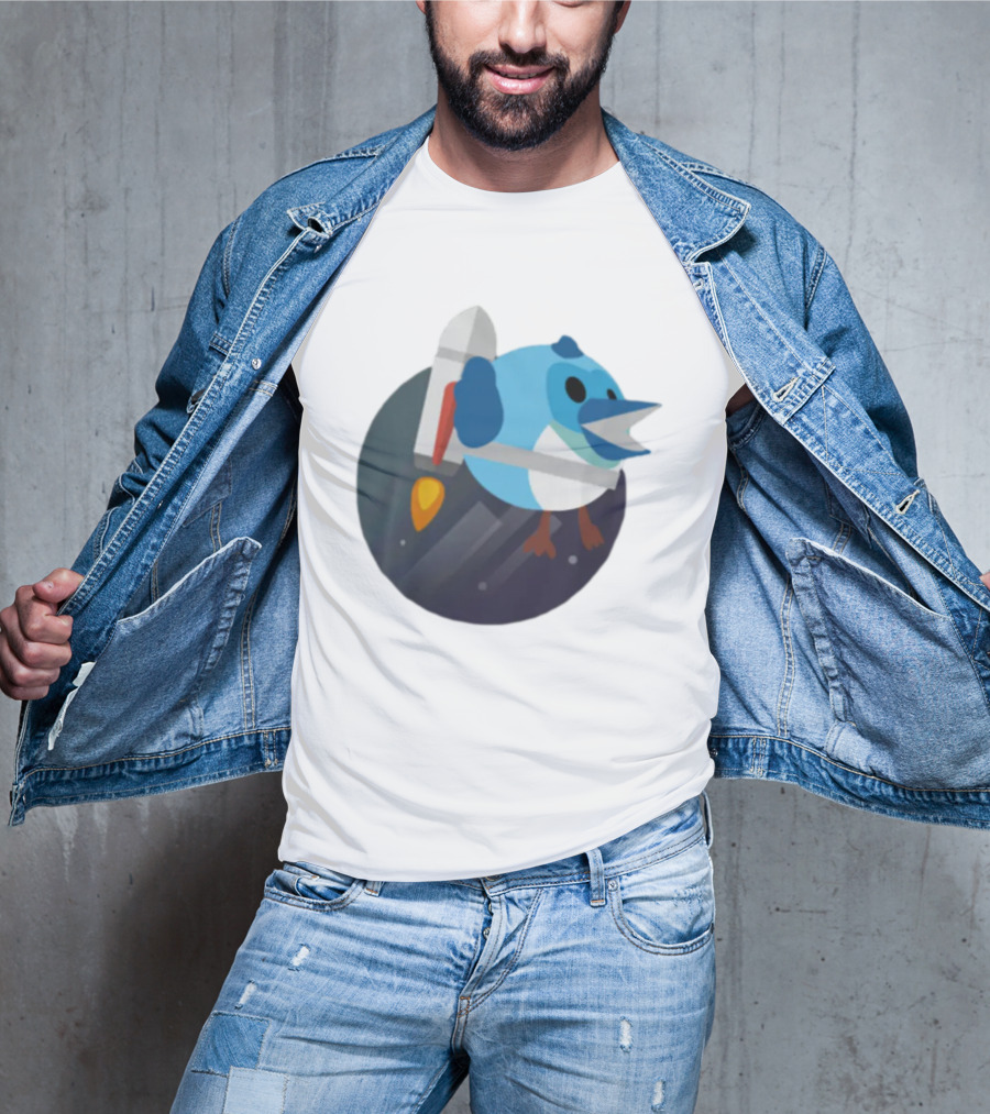 Flutter Dart Dash Iconic Rocket-Powered Bird Character T-Shirt