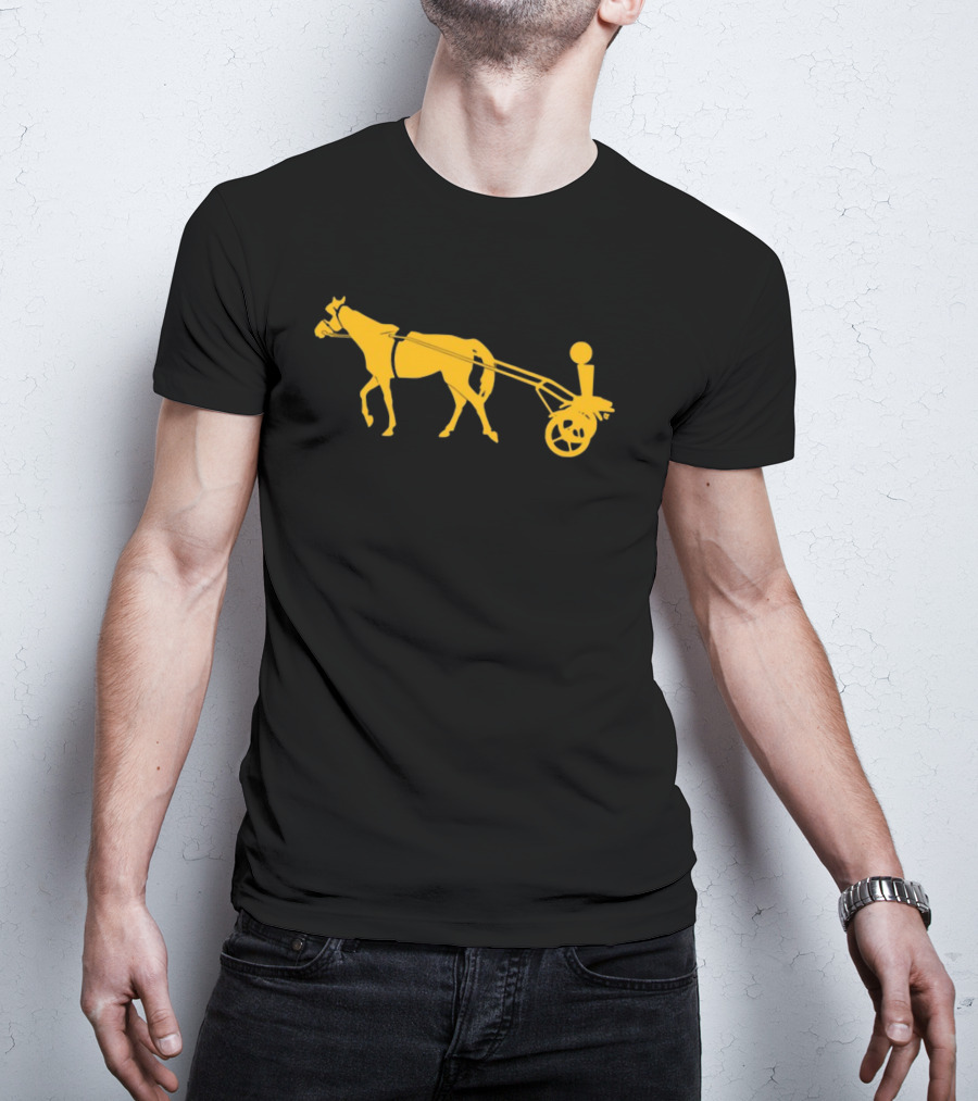 Horse Cart Silhouette With Rider In Yellow T-Shirt