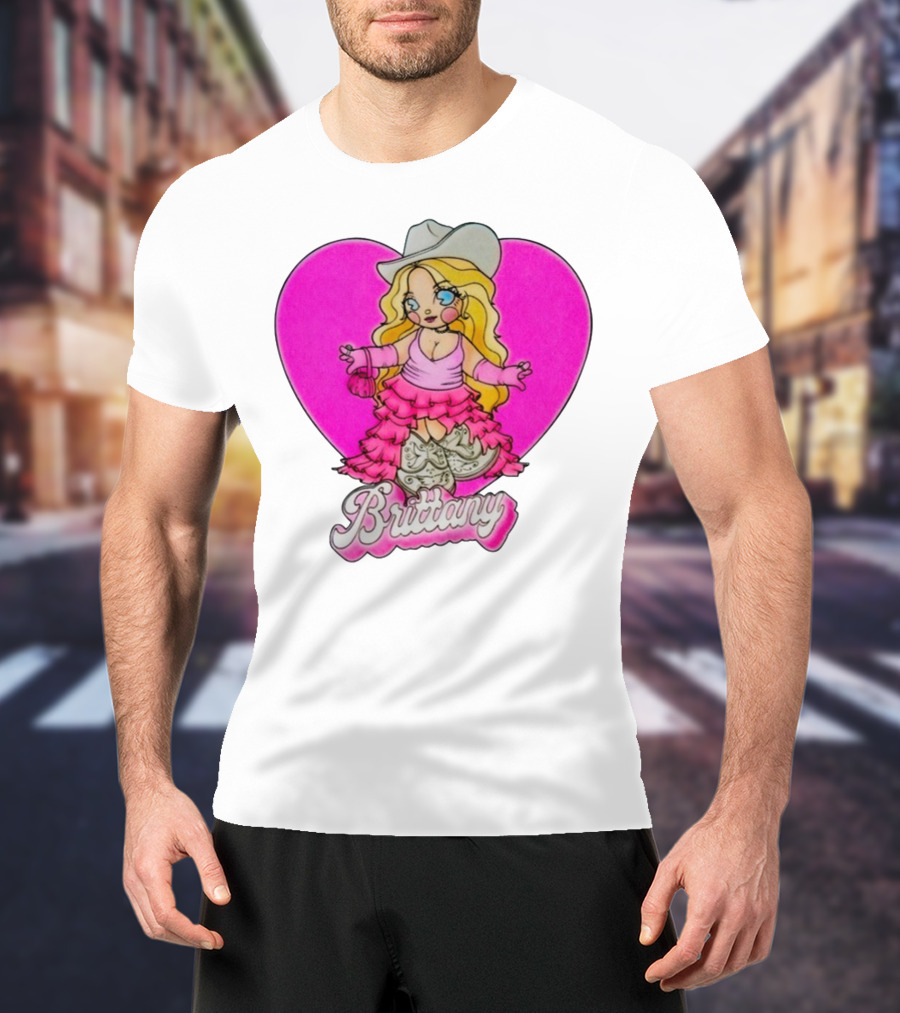 Brittany Heart Cowgirl Doll Boots Pink Ruffles Cartoon T-Shirt