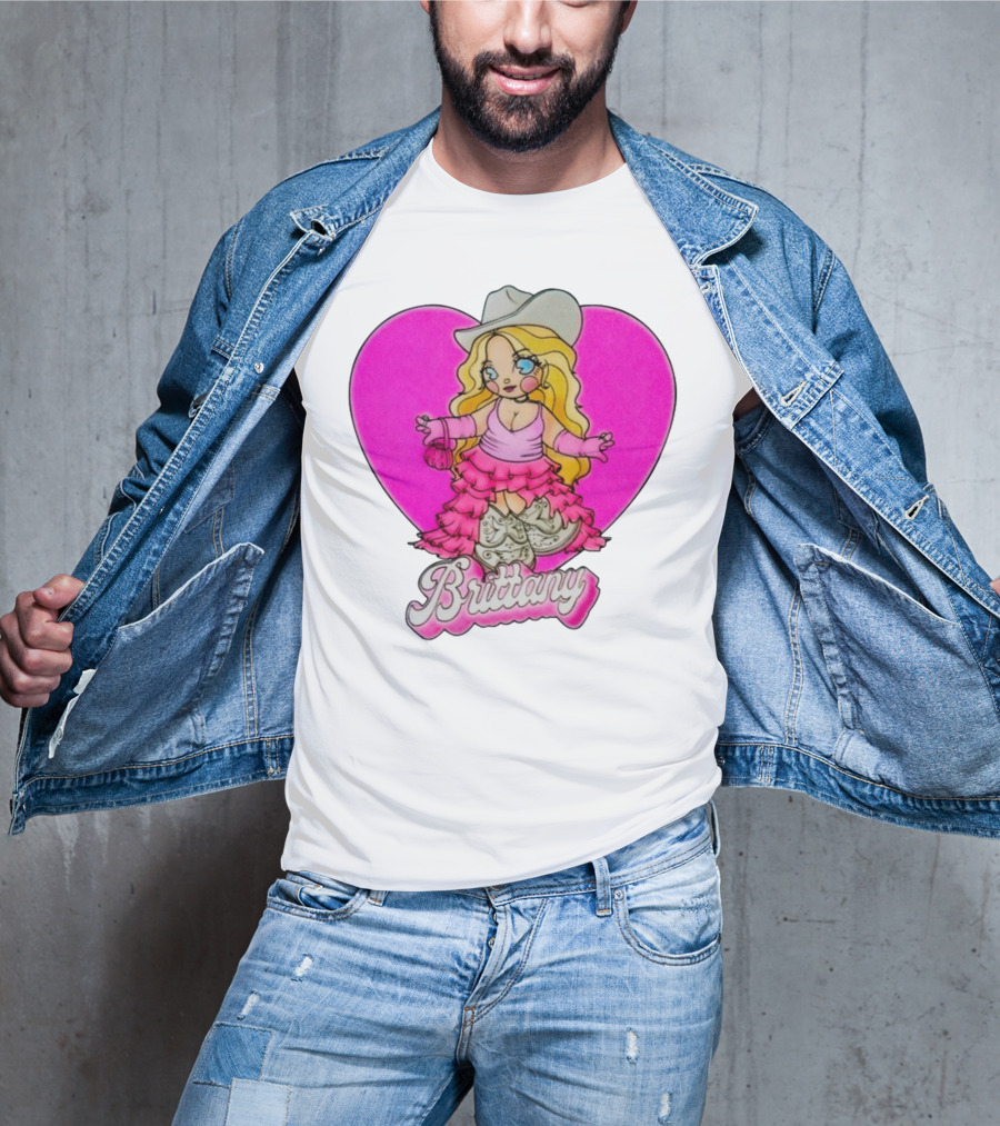 Brittany Heart Cowgirl Doll Boots Pink Ruffles Cartoon T-Shirt