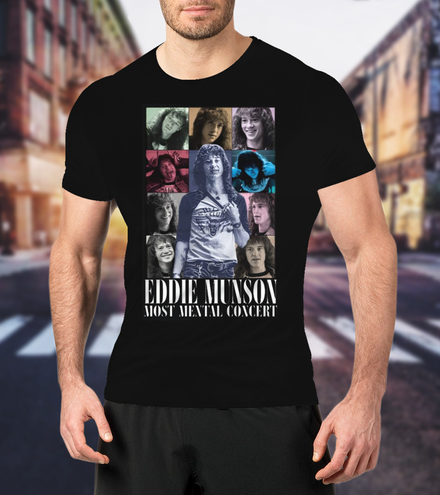 Eddie Munson Most Mental Concert Collage With Iconic Moments T-Shirt