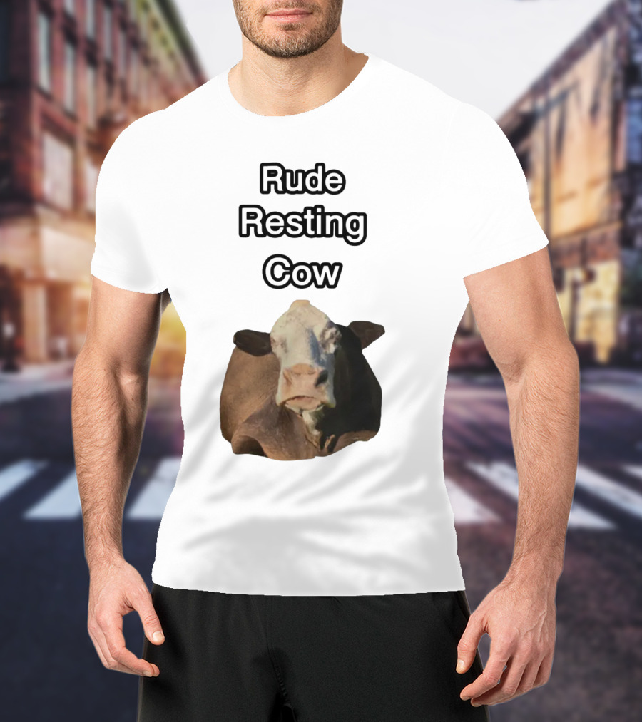 Rude Resting Cow Expression T-Shirt