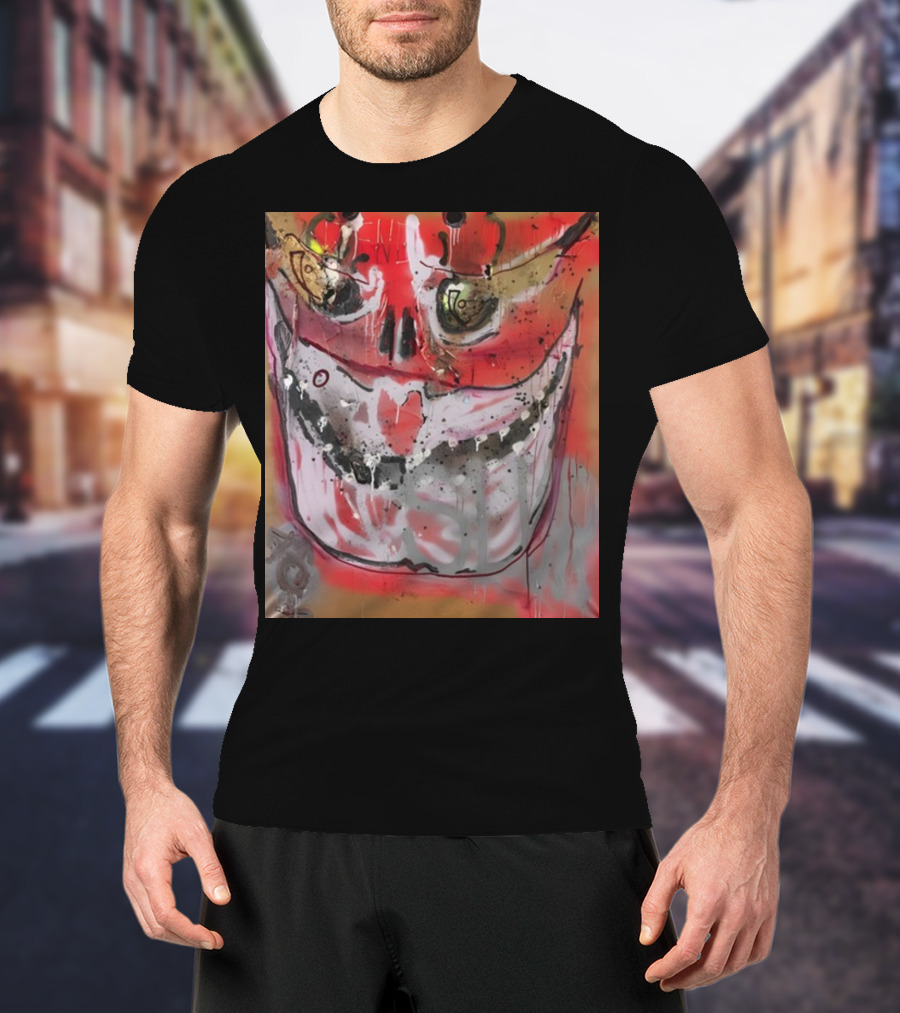 Mutant Ochre Skull Graffiti Drip T-Shirt