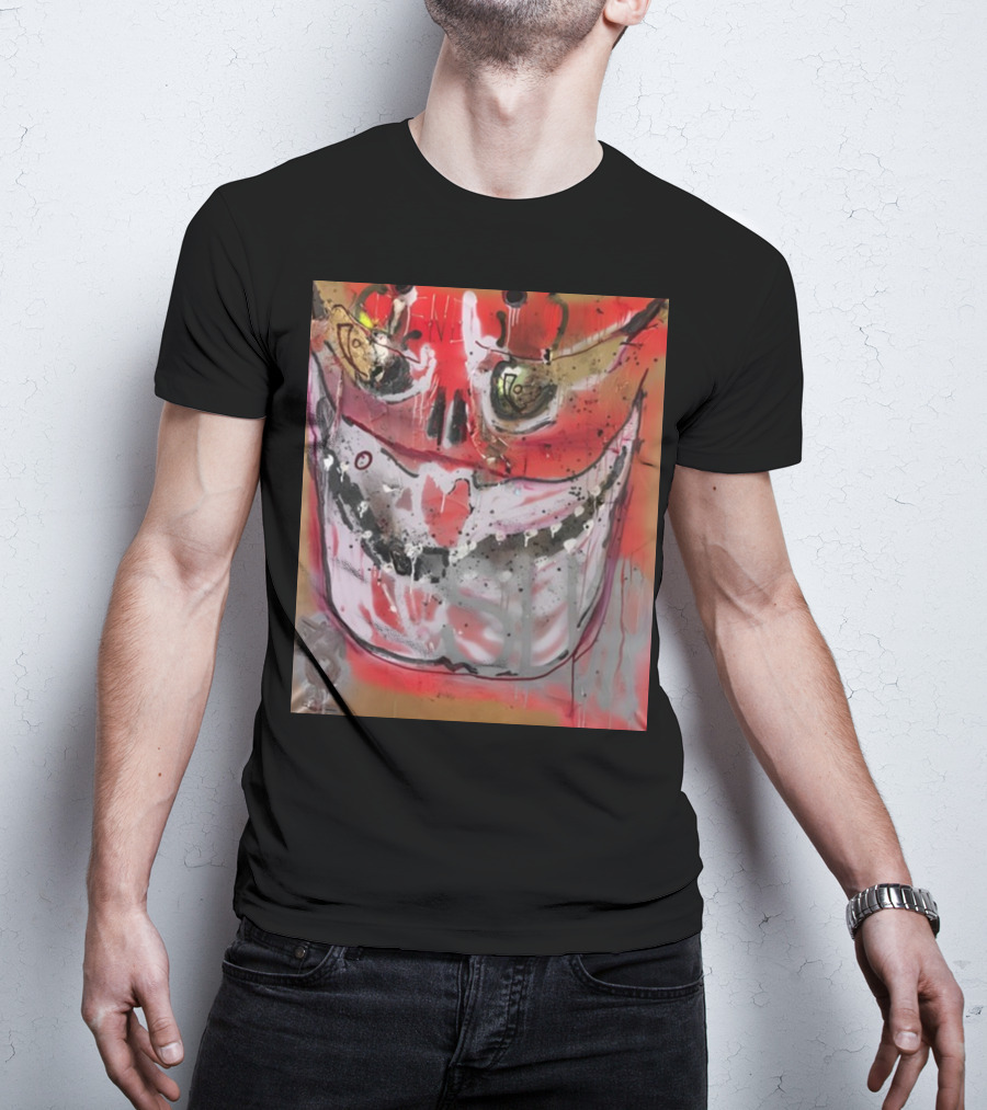 Mutant Ochre Skull Graffiti Drip T-Shirt