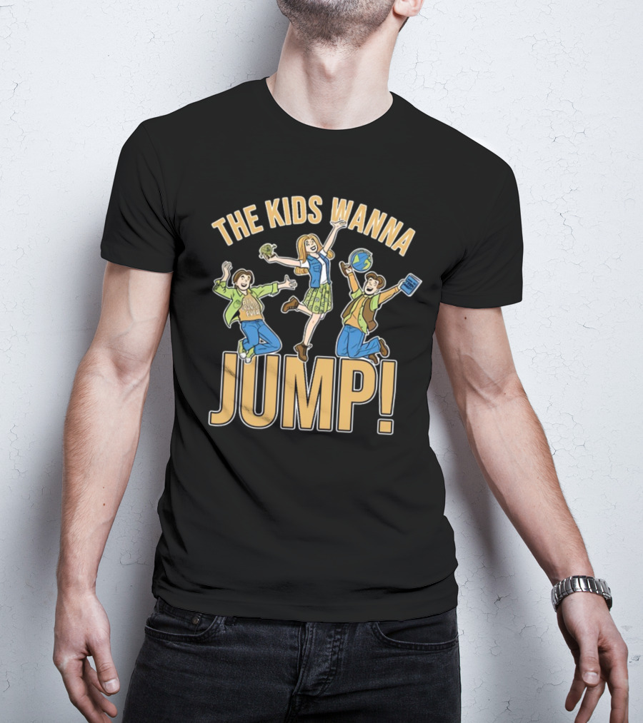 The Kids Wanna Jump Enthusiastically With Books And Globe T-Shirt
