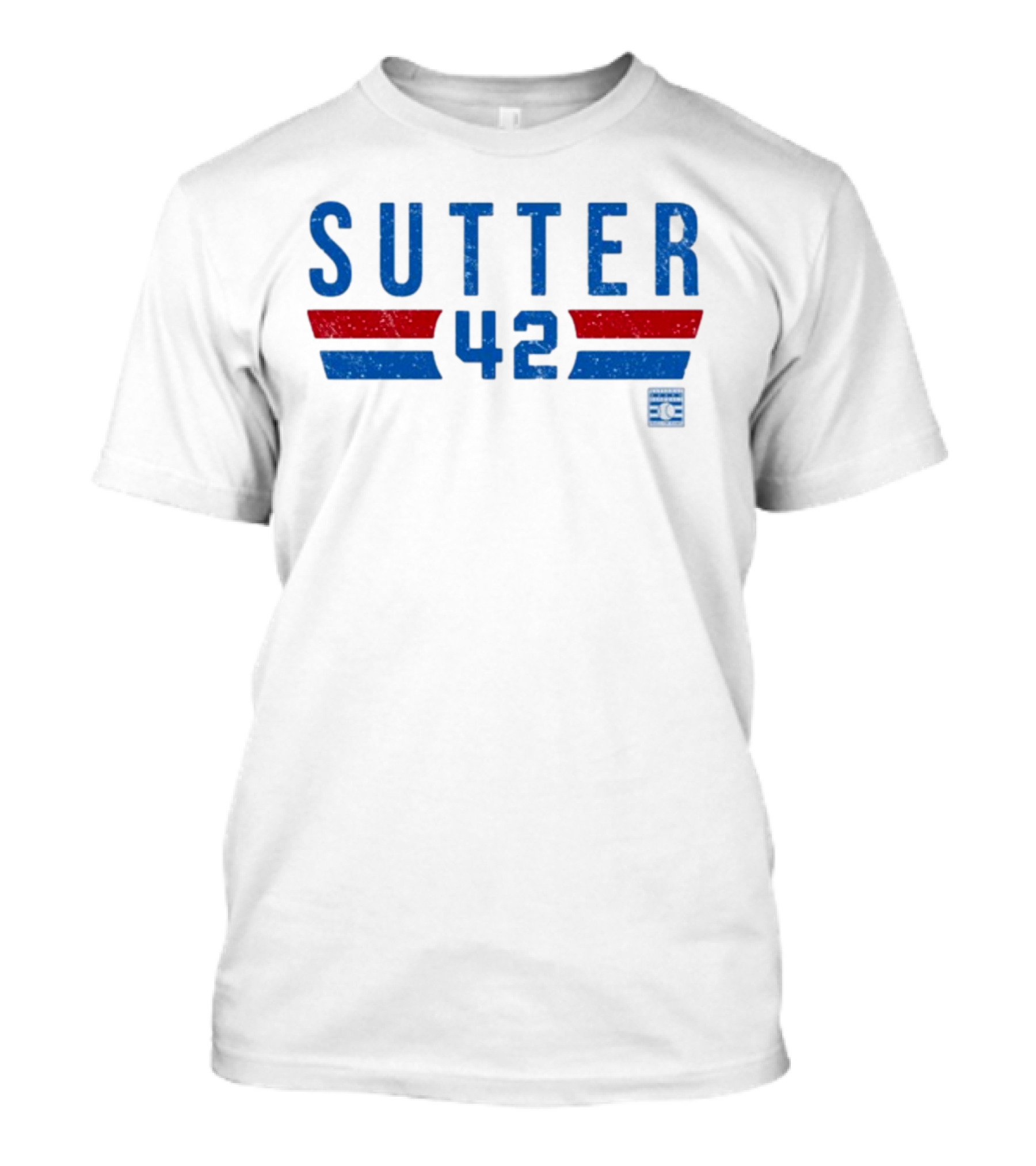 Sutter 42 Blue And Red Stripes National Baseball Hall Of Fame Museum T-Shirt
