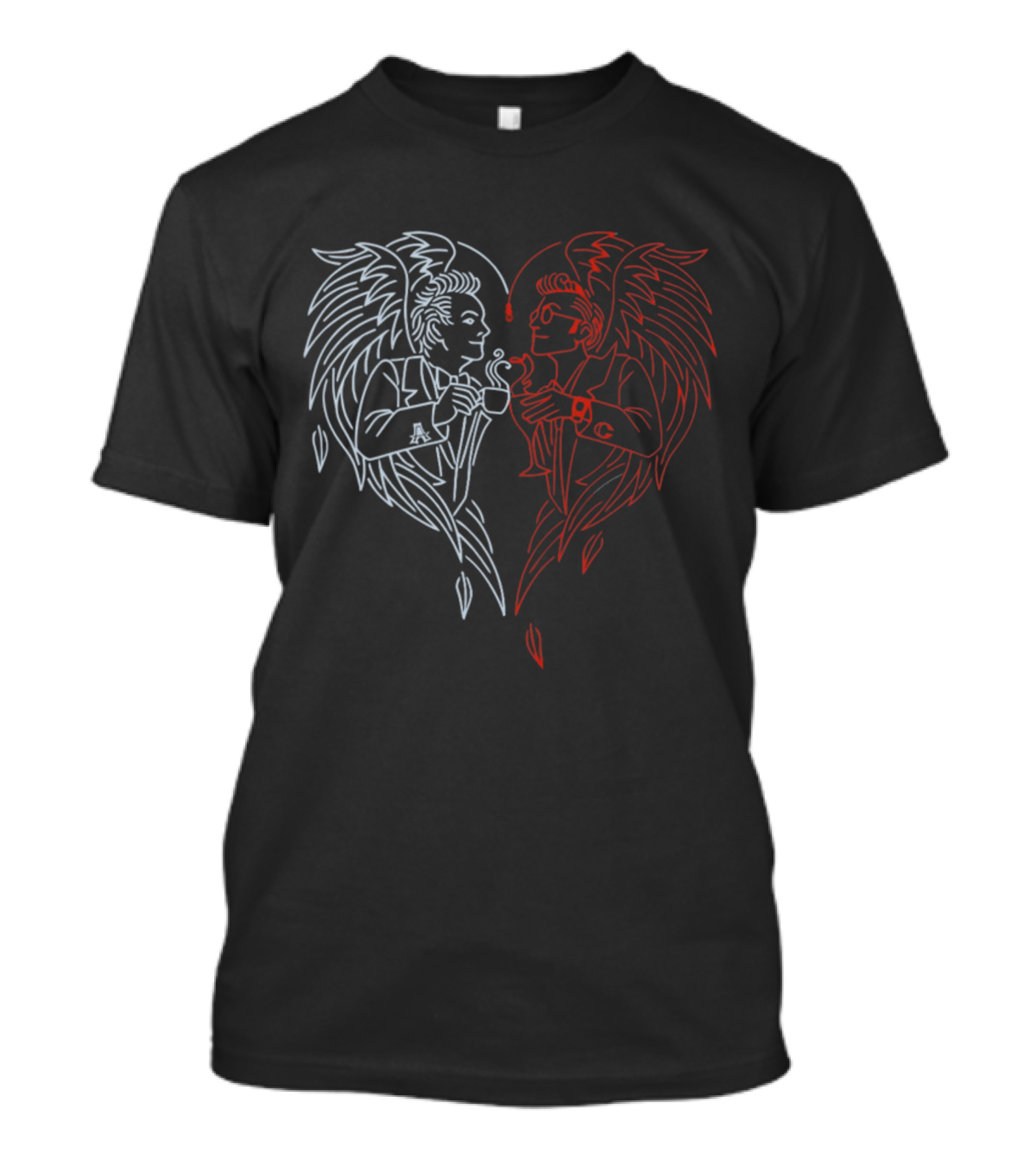 Good Omens A Toast To The World Angel And Demon With Wings In Heart Shape T-Shirt