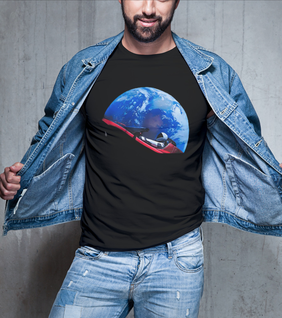 Spacex Starman In Tesla Roadster Orbiting Earth T-Shirt