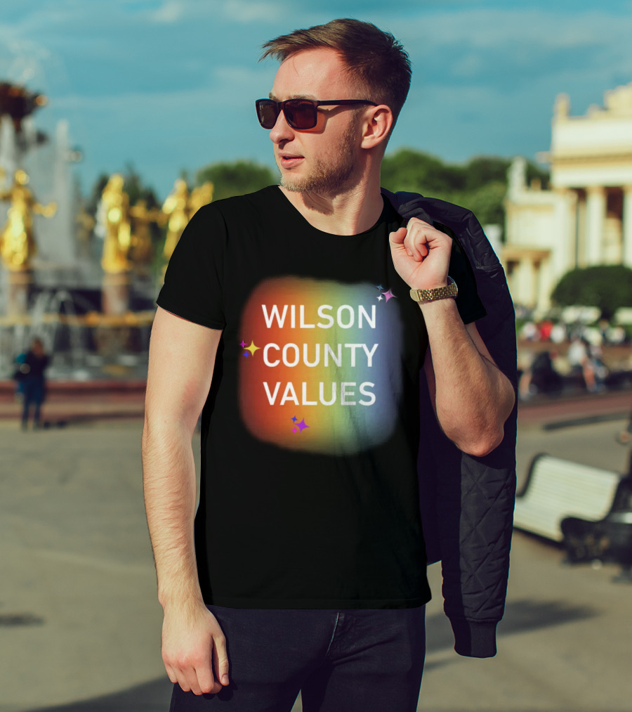 WILSON COUNTY VALUES Rainbow Colors With Stars T-Shirt