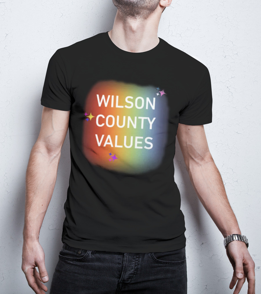 WILSON COUNTY VALUES Rainbow Colors With Stars T-Shirt
