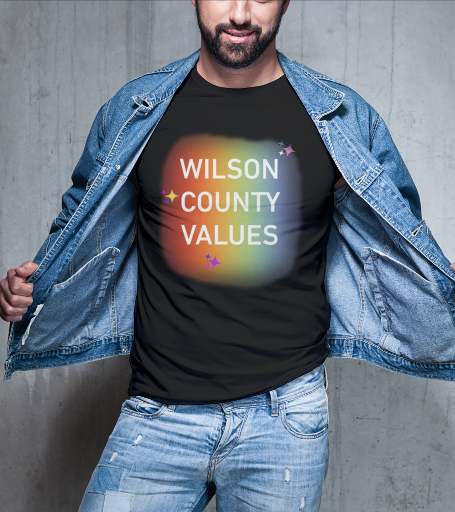 WILSON COUNTY VALUES Rainbow Colors With Stars T-Shirt