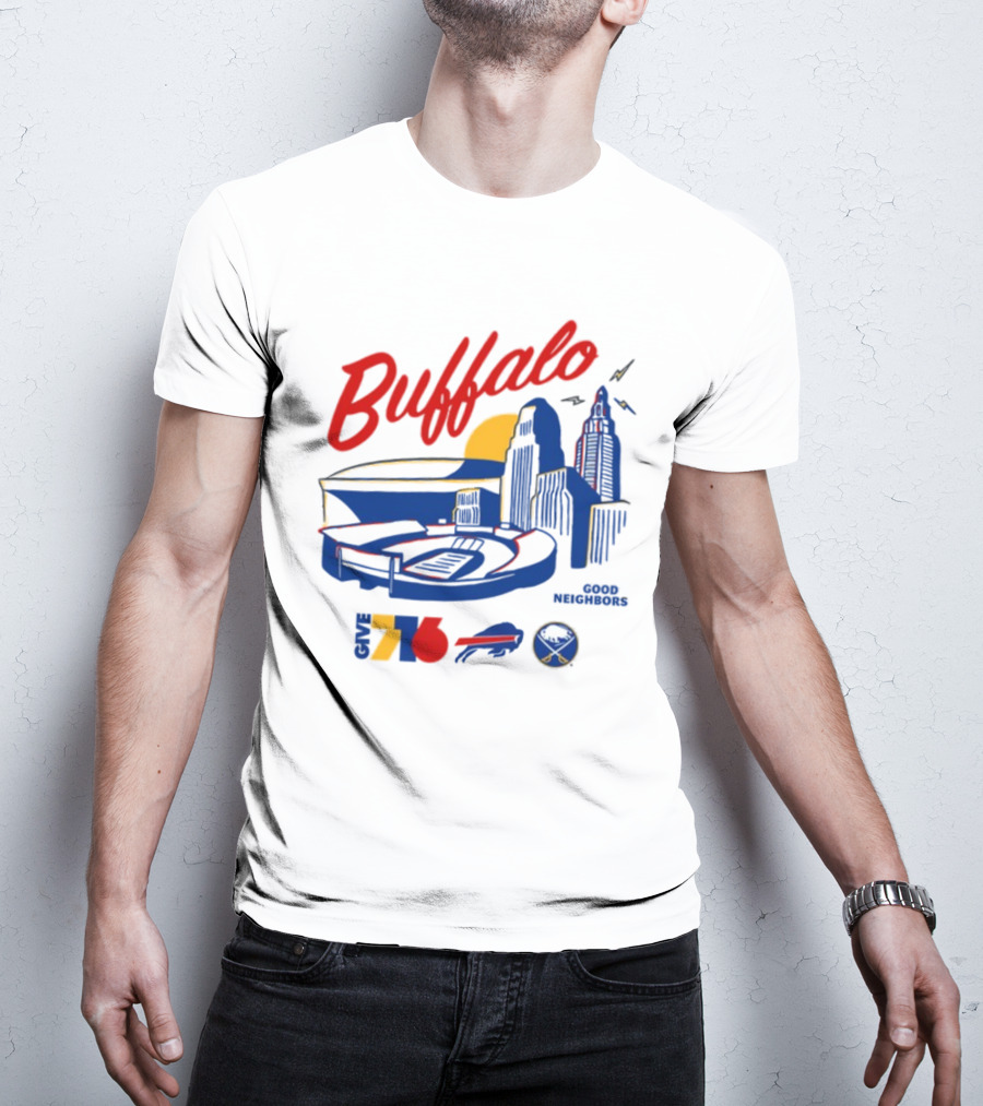 Buffalo Good Neighbors Skyline Give 716 Sabres Bills Elements T-Shirt