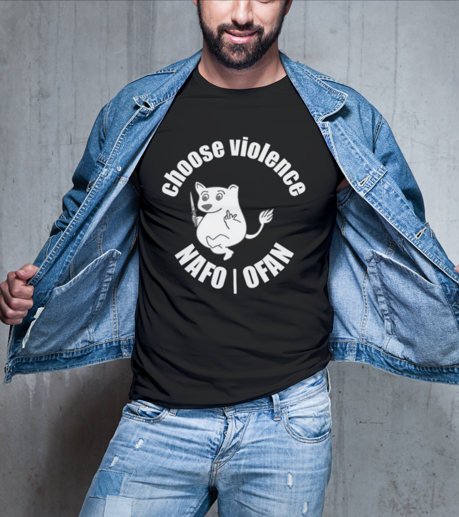 Choose Violence Nafo Ofan Knife-Wielding Cartoon Character T-Shirt